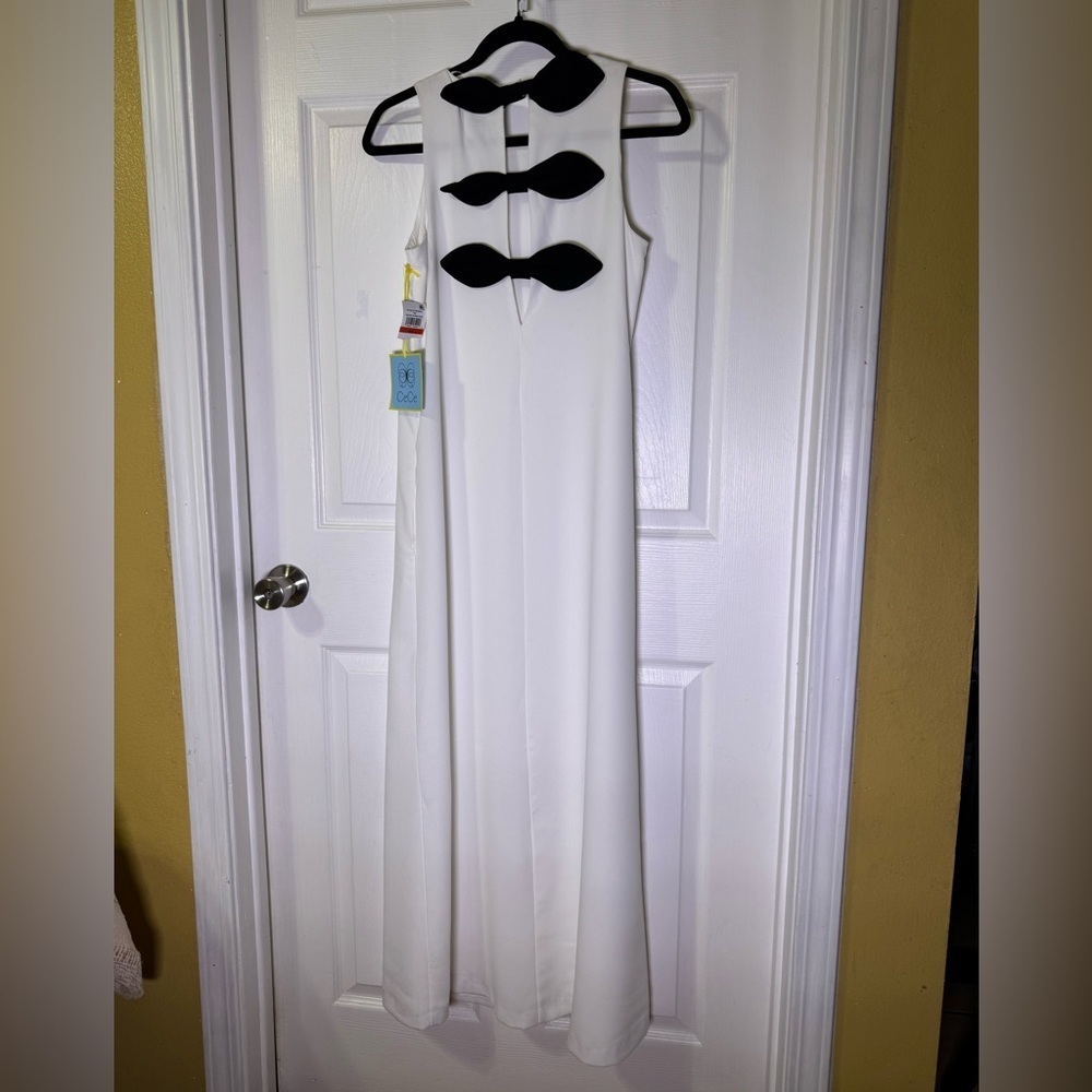 CeCe White Maxi Dress with Black Accents - Picture 2 of 9